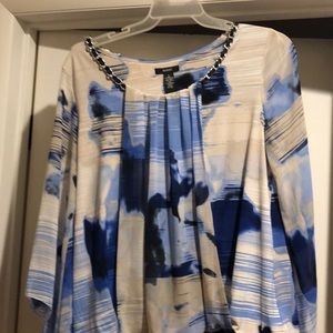 Blue n tan w/ a little cream shirt